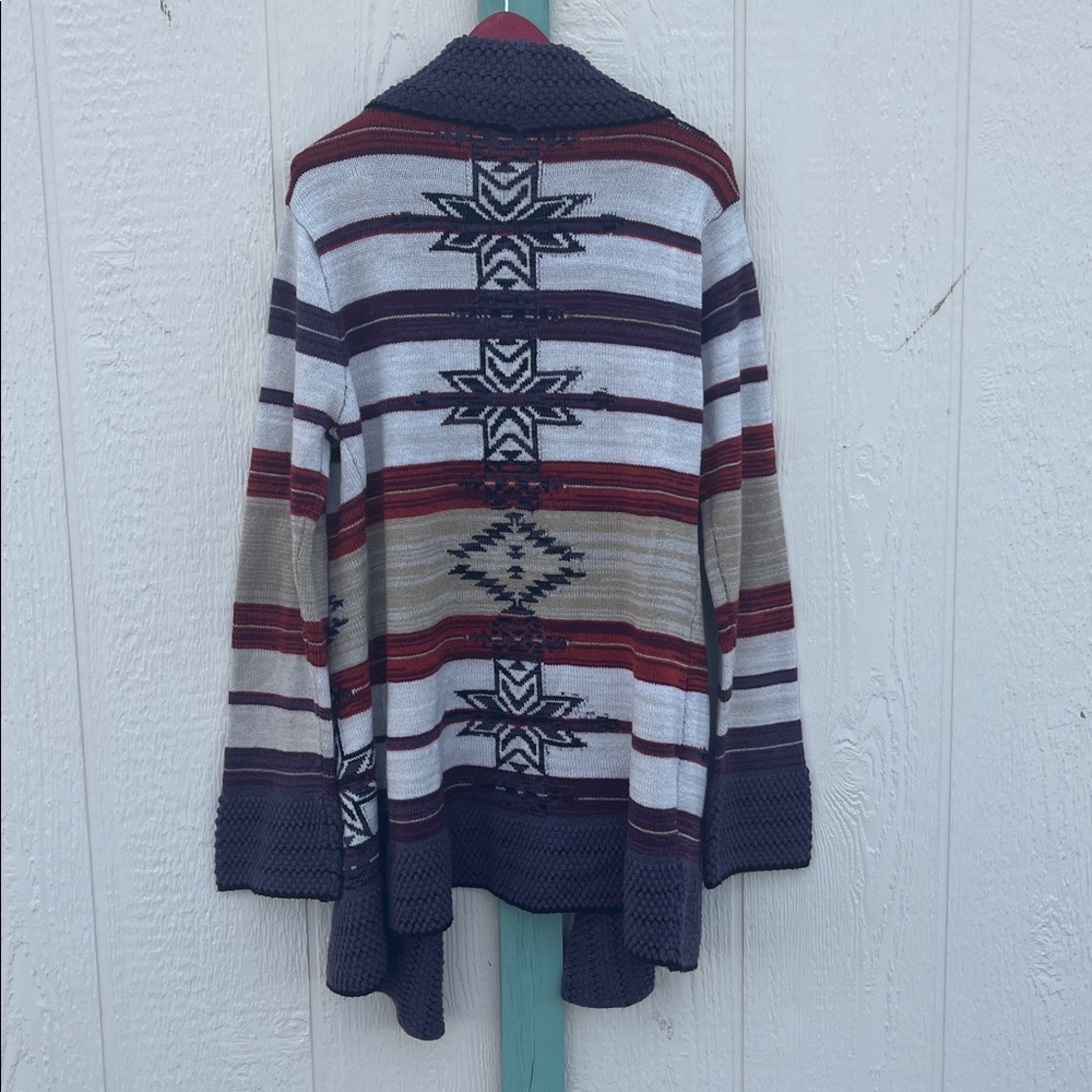 BCBGMAXAZRIA Southwestern Aztec Knit Open-Front Cardigan Sweater XL